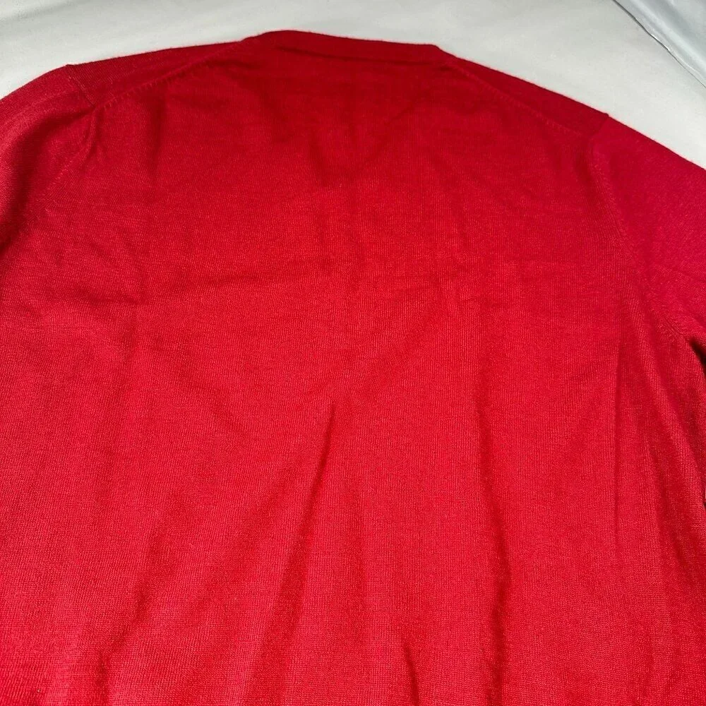 J Crew Extra Sweater Mens Fine Merino Wool V Neck Long Sleeves Ribbed Hem Cuffs